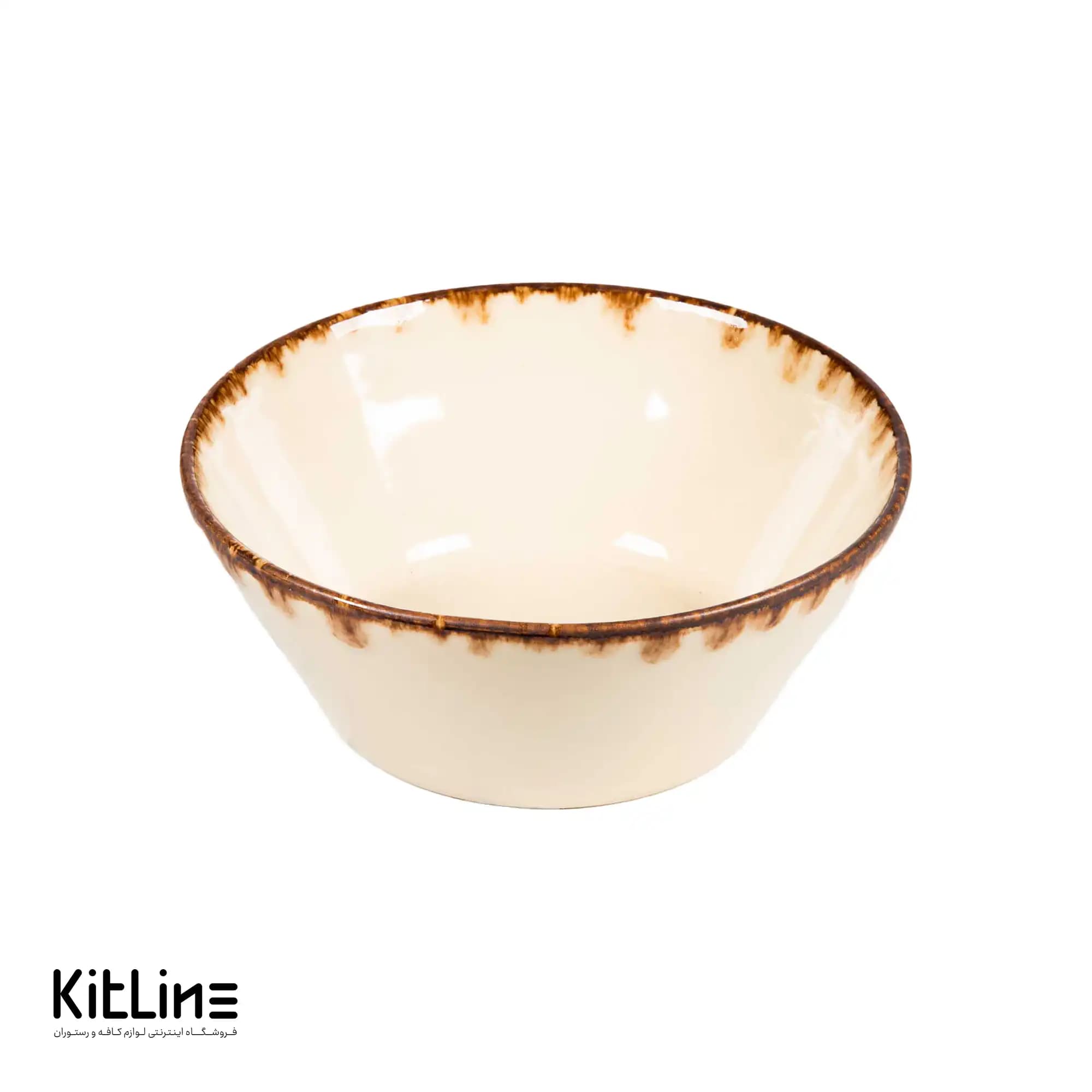 کاسه سرامیکی ۱۶ سانتیمتری کرم باند دار