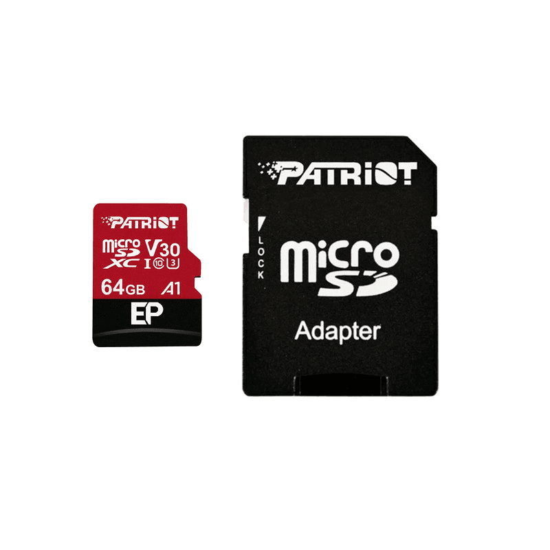 کارت حافظه microSDXC پتریوت مدل EP کلاس 10 استاندارد UHS-I U3 سرعت 90MBps ظرفیت 64 گیگابایت به همراه آداپتور SD