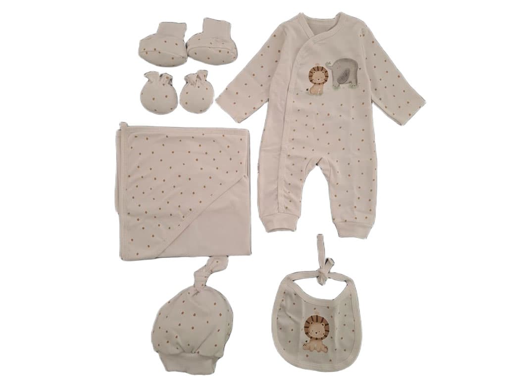 ست 7 تکه بیمارستانی نوزادی طرح فیل و شیر پاپو papo