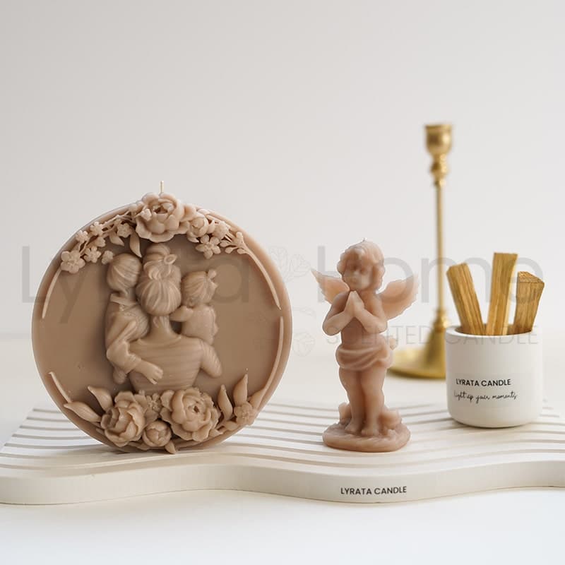 شمع دستساز مادر گلدار دو فرزند