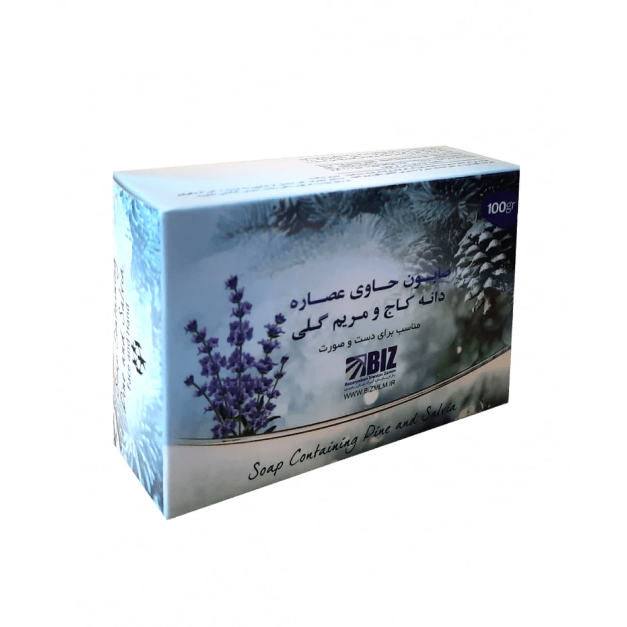 صابون دست و صورت دانه کاج و مریم گلی بیز حجم 100 گرم