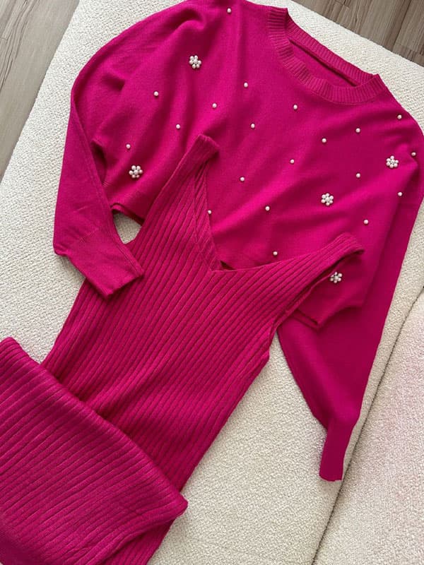 ست دو تیکه بافت زنانه مدل شانار