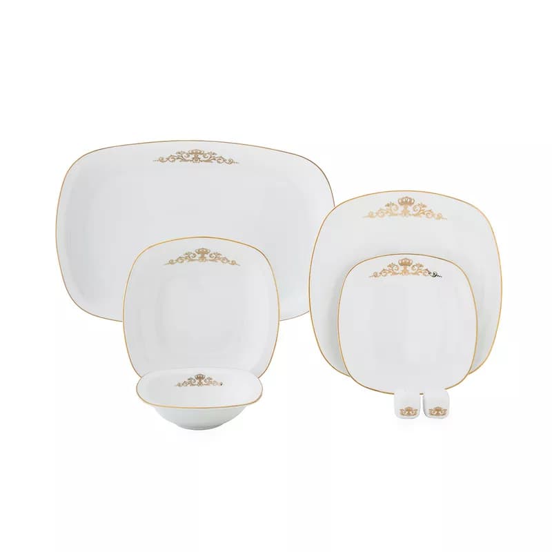 سرویس چینی زرین 6 نفره غذاخوری کوئین طلایی (27 پارچه)