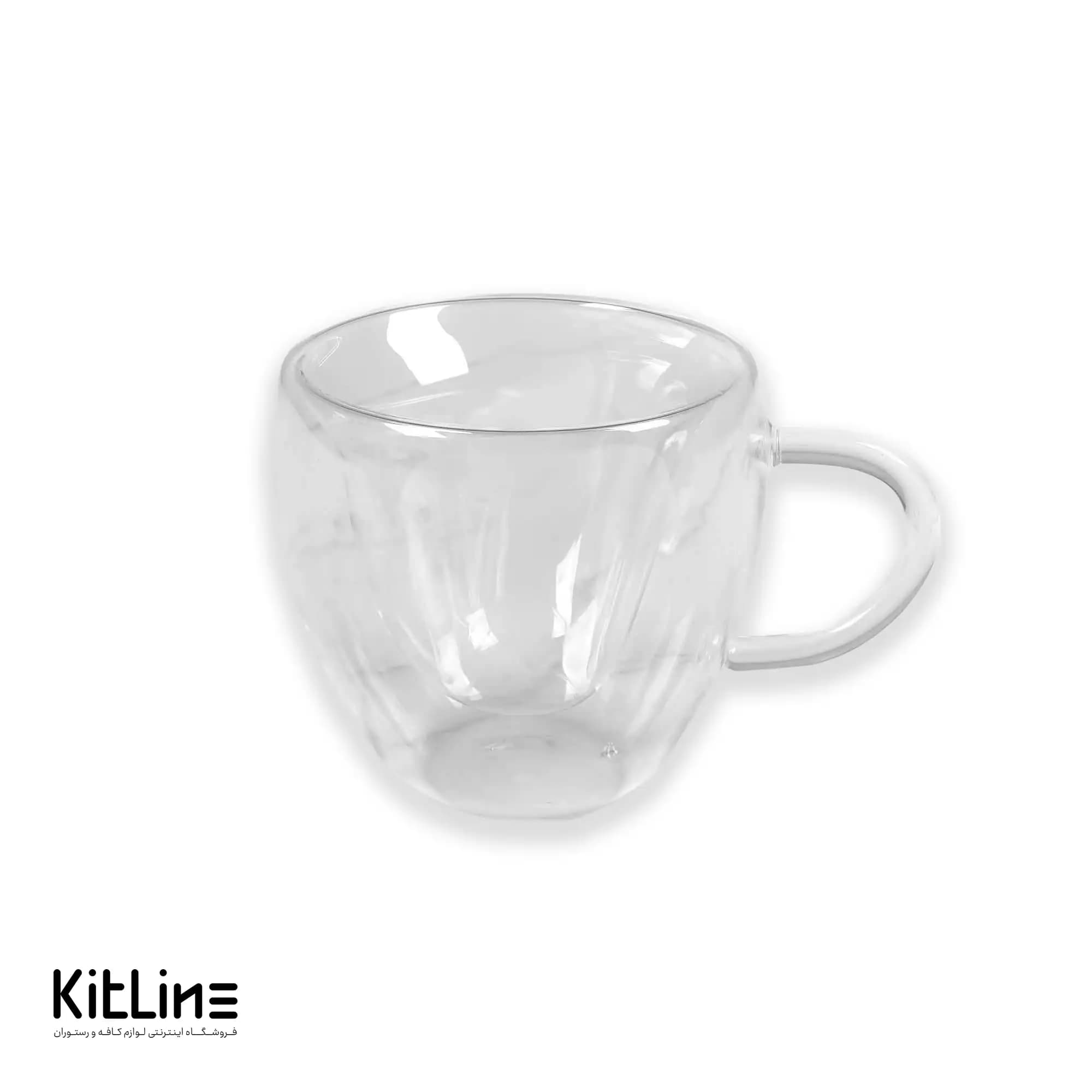 فنجان شیشهای دوجداره ۲۰۰ میلیلیتری قلبی