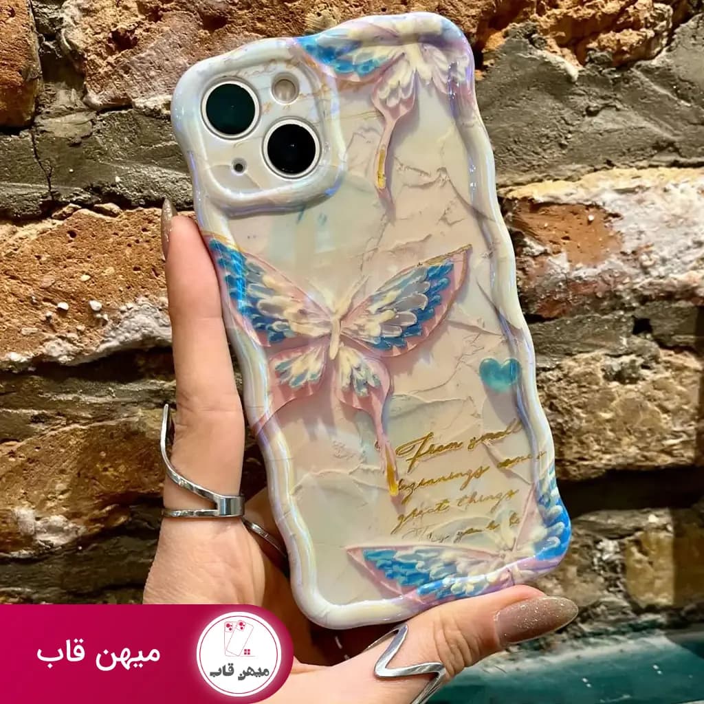 قاب گوشی آیفون پروانه رنگین کمانی Case the butterfly flower - کد (۳۸۲۱۲)