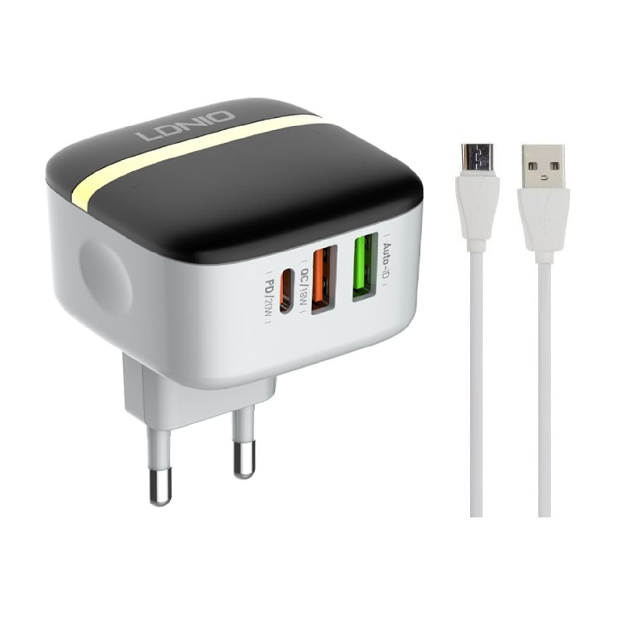 شارژر دیواری الدینیو مدل A3513Q به همراه کابل تبدیل MicroUSB