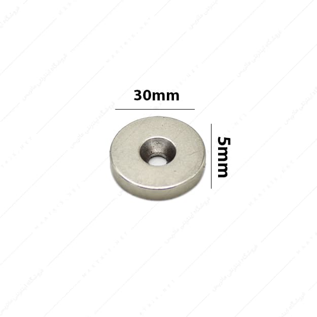 آهنربا سوراخ دار کونیک نئودیمیوم قطر 30 ارتفاع 5 میلی متر