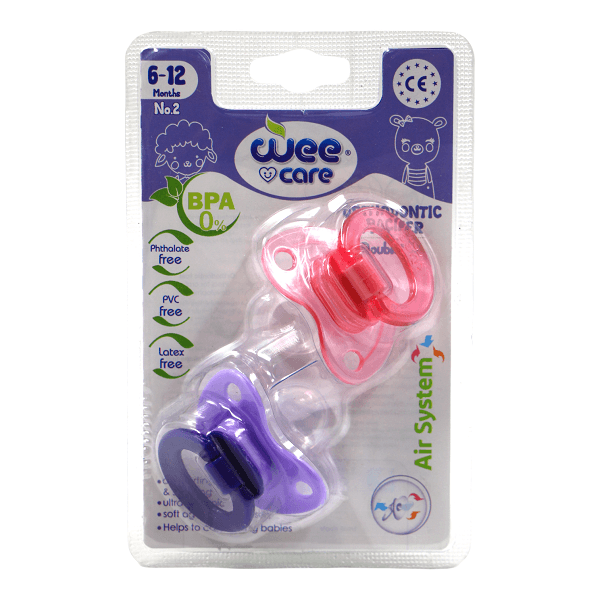 پستانک ارتودنسی دوقلو مات و شفاف وی کر کد P132 سایز 2