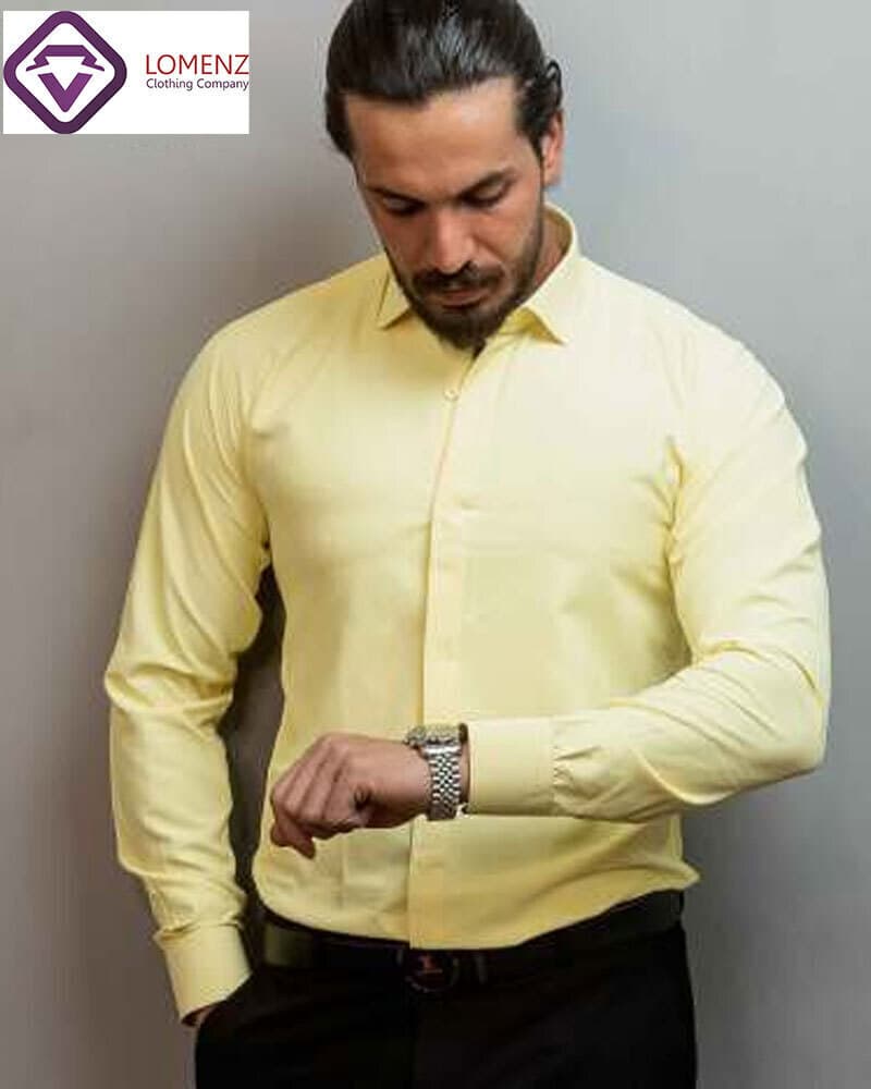 پیراهنهای رسمی ساده کت شلواری اسلیم فیت دوشین زرد