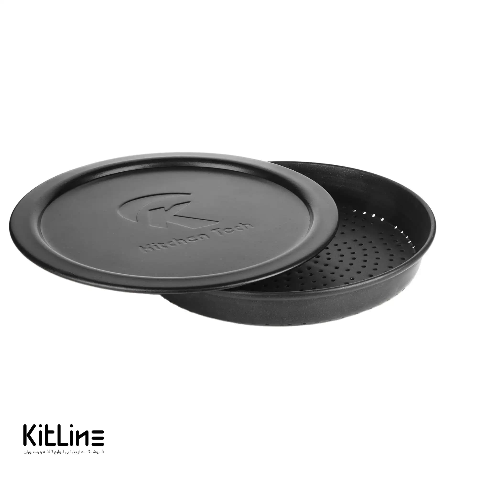 قالب پیتزا آمریکایی آلومینیومی روکش تفلون ۳۰ سانتیمتری همراه با درب کیچن تک