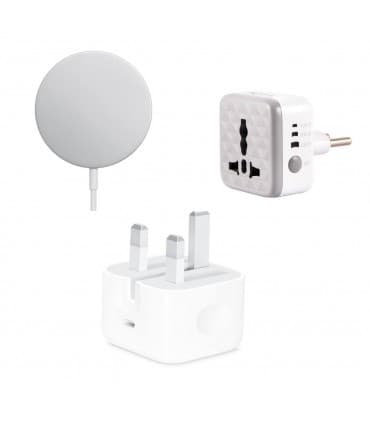 پک آداپتور ۲۰ وات اورجینال اپل + شارژر MagSafe + محافظ برق تایمر دار هادرون