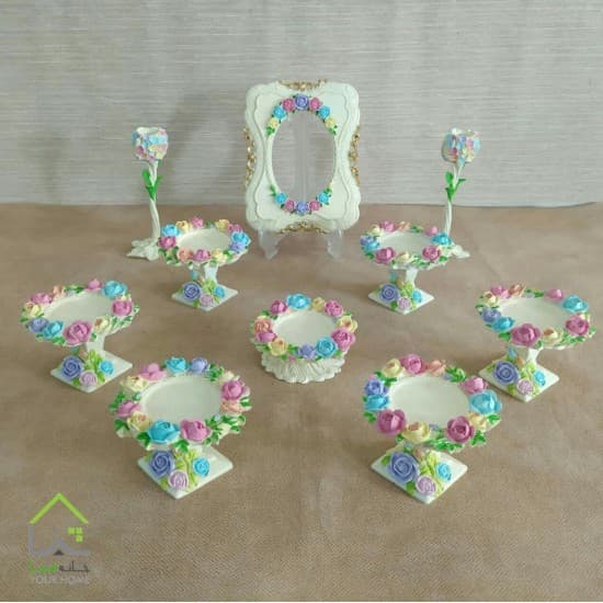 ظرف سفالی فانتزی هفت سین گلدار