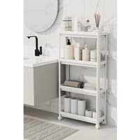 شلف حمام ۴ طبقه چرخ دار اوماش Om9187 سفید