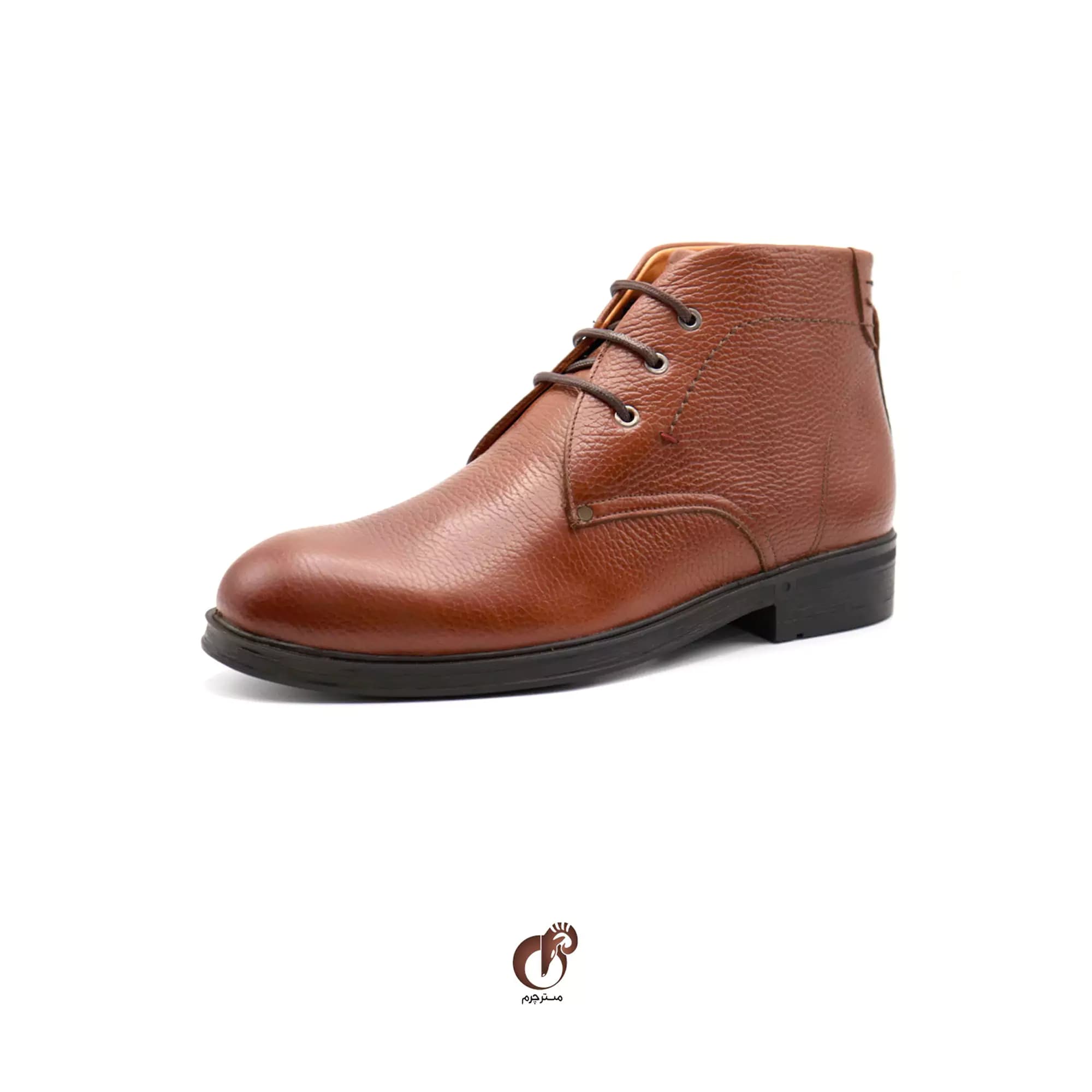 نیم بوت مردانه تمام چرم بند دار کد mrch30026