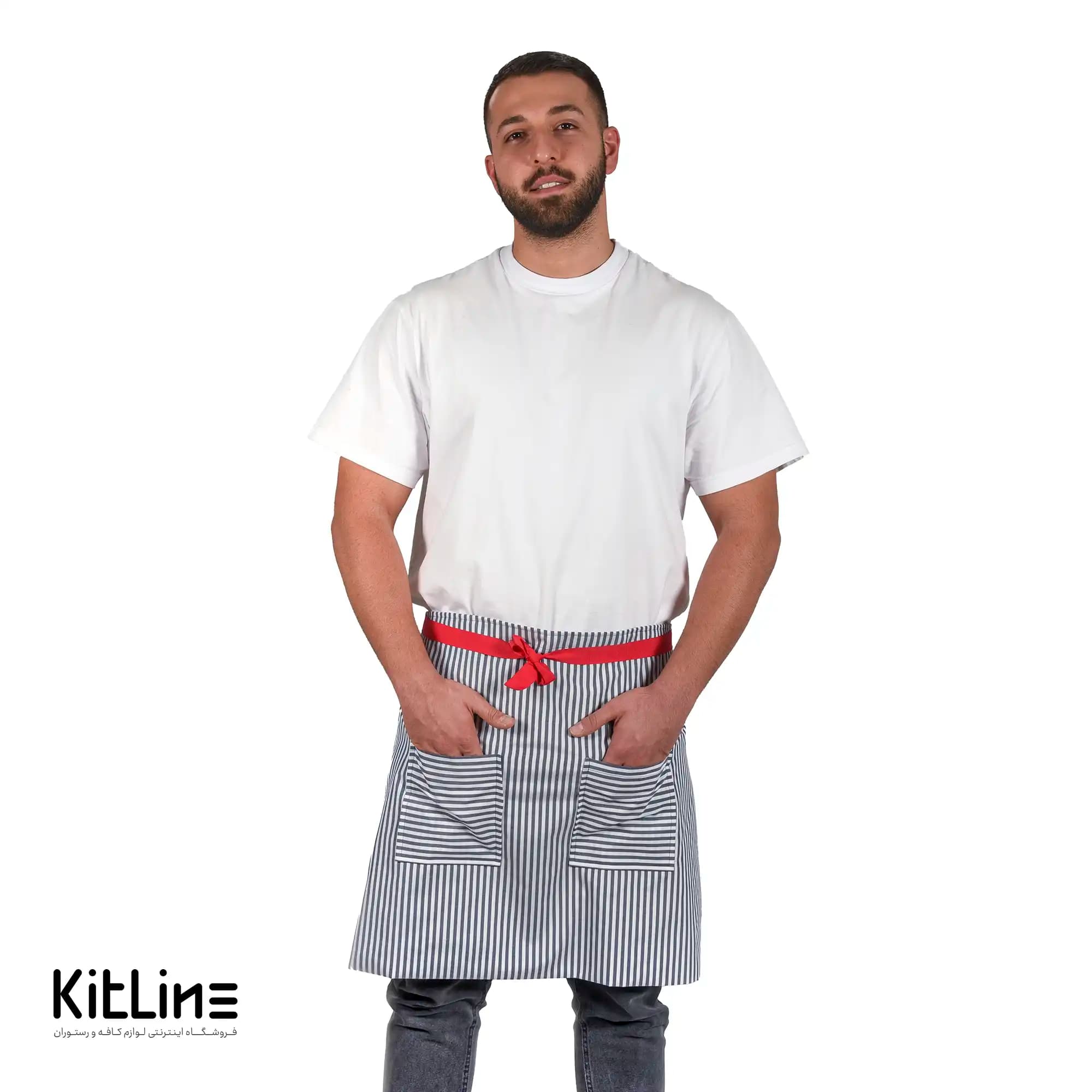 نیم پیشبند ترگال راه راه بند قرمز