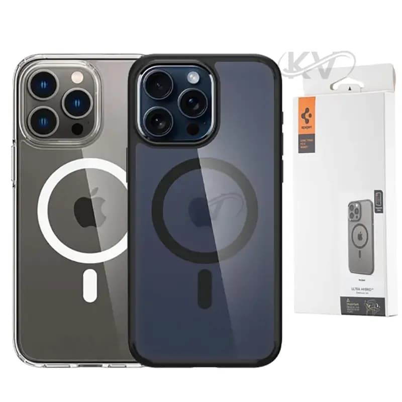 قاب پشت کریستالی آیفون 16 پرو مکس مدل Ultra Hybrid برند Spigen با پشتیبانی مگ سیف