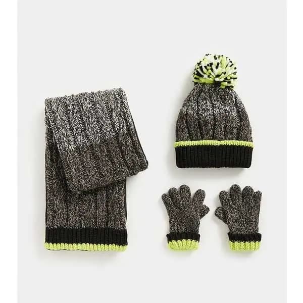 شال و کلاه و دستکش بچه گانه پسرانه مادرکر مدل Gray Set