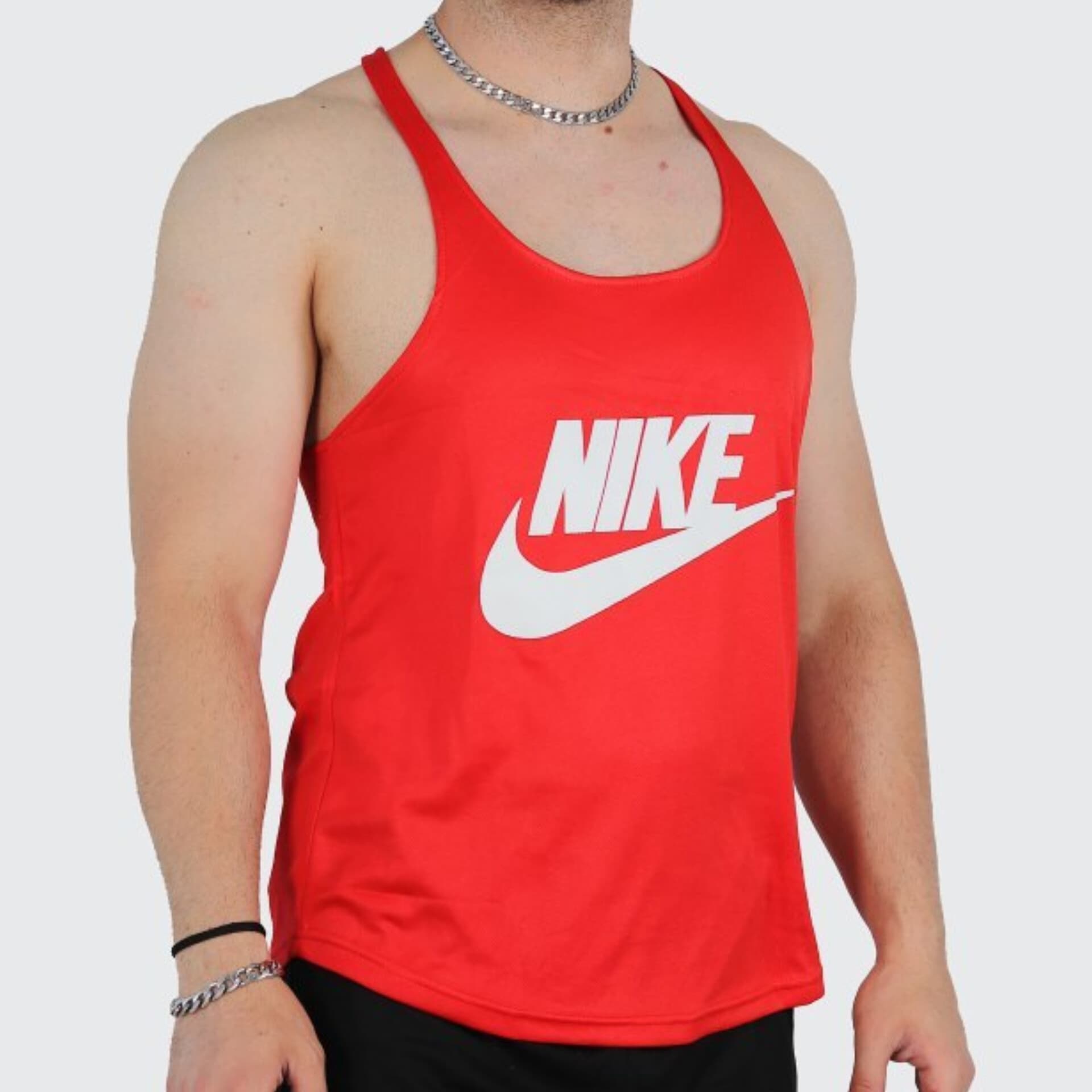 رکابی ورزشی مردانه قهرمانی بند نازک طرح نایک قرمز