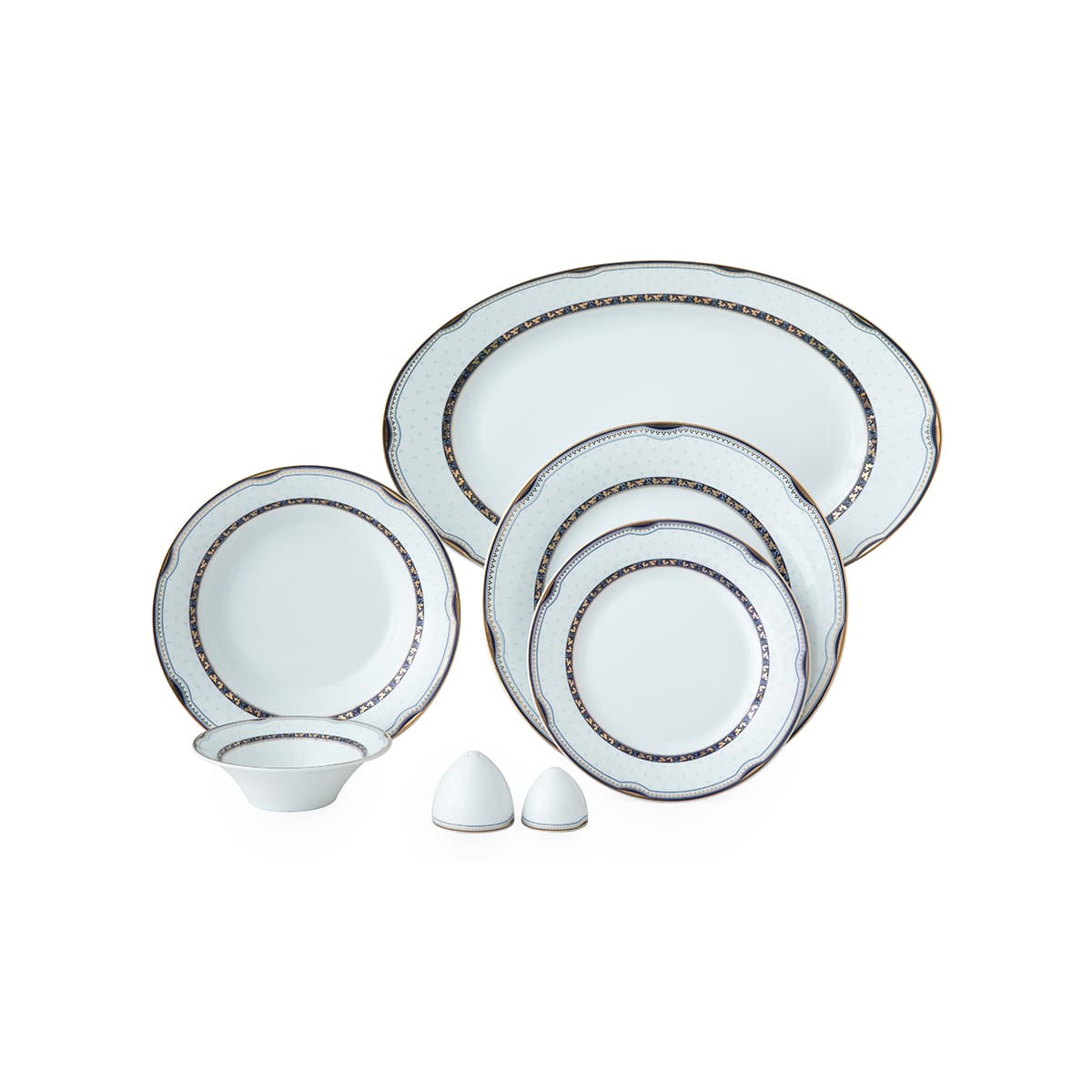 سرویس چینی زرین 6 نفره غذاخوری پرشیا سرمهای (35 پارچه)