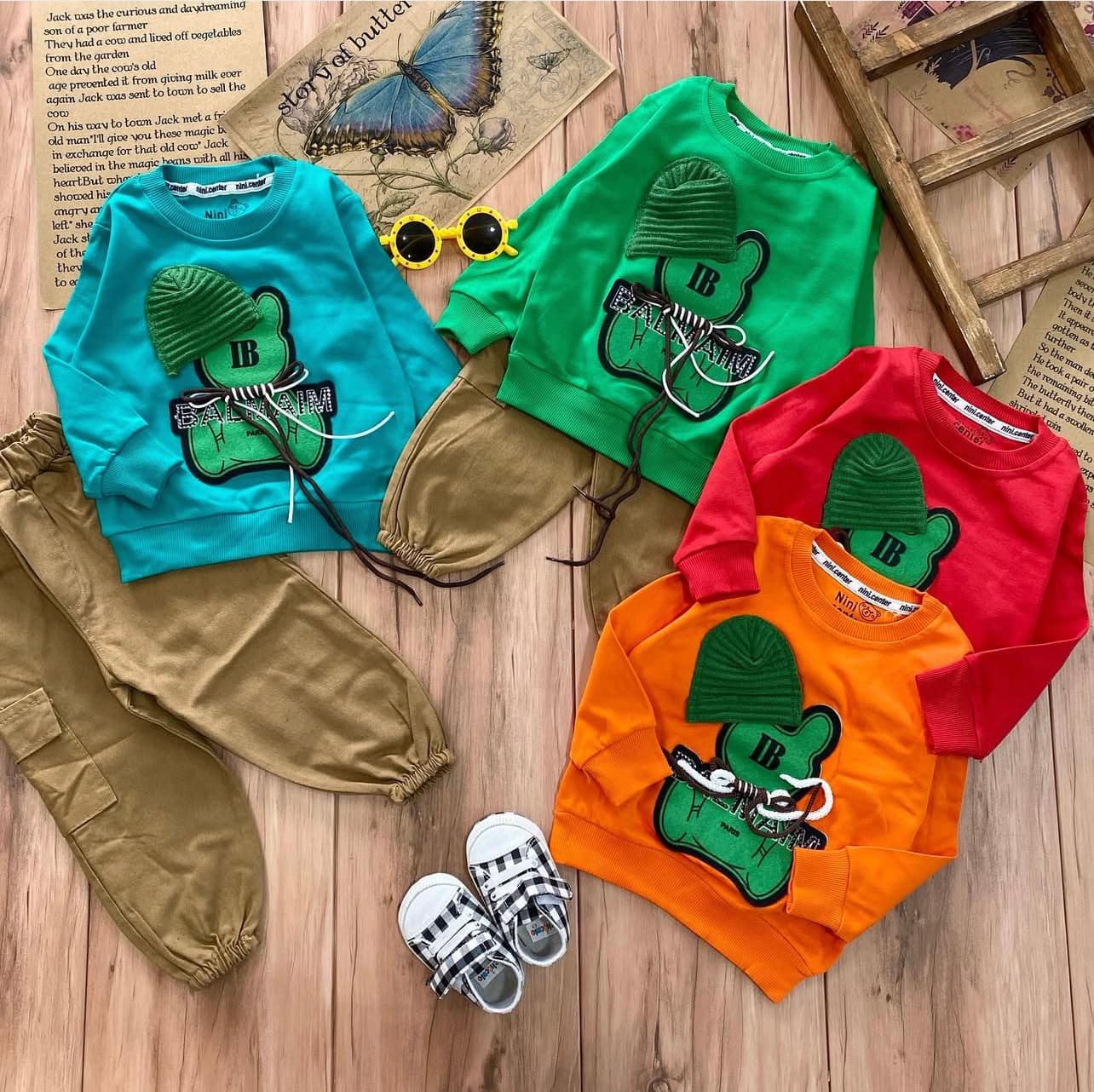 بلوز شلوار کلاه بافتنی شلوار کتان(نسکافه ای)(کیفیت عالی)22