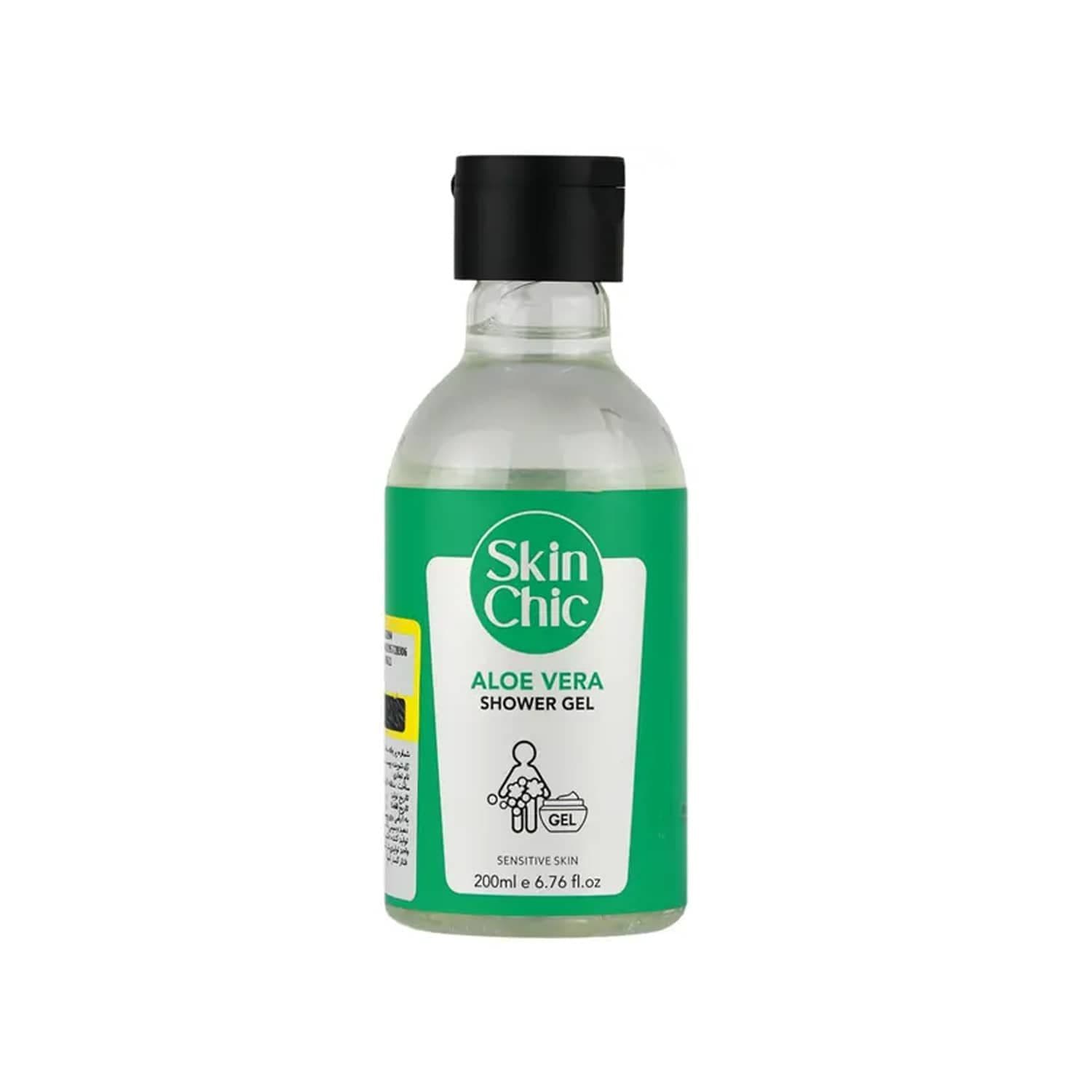 ژل شوینده بدن اسکین شیک حاوی عصاره آلوئه ورا مناسب پوست حساس حجم 200 میلی لیتر