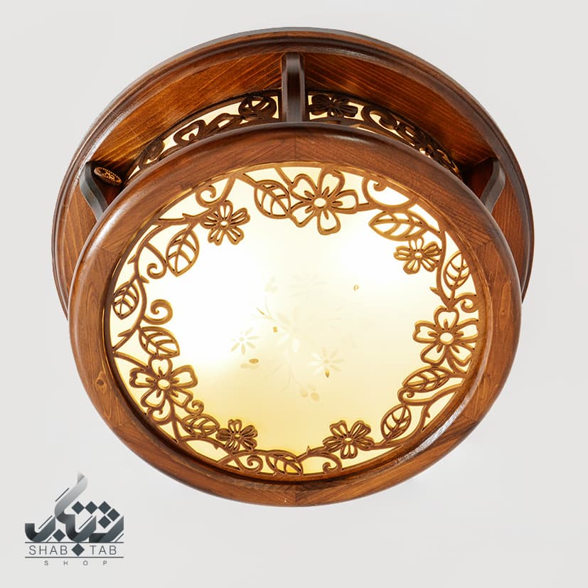 لوستر سقفي چوبی دارکار مدل فلاور کوچک کد 315