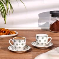 ست قهوه خوری 2 نفره امسان Tiny Flowers حجم 90 میلی سبز