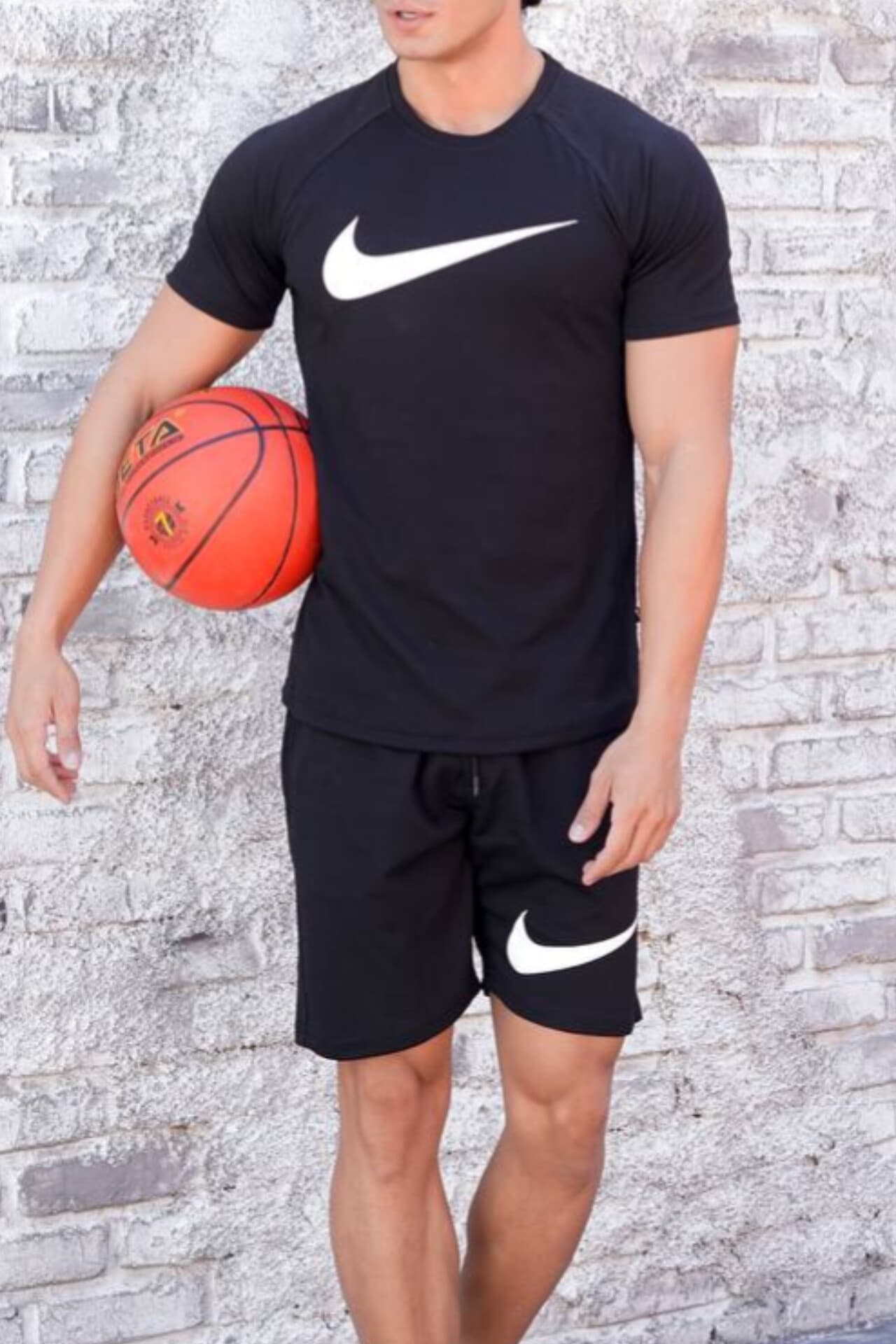 ست ورزشی تیشرت و شلوارک مردانه نایک سانتانا مشکی