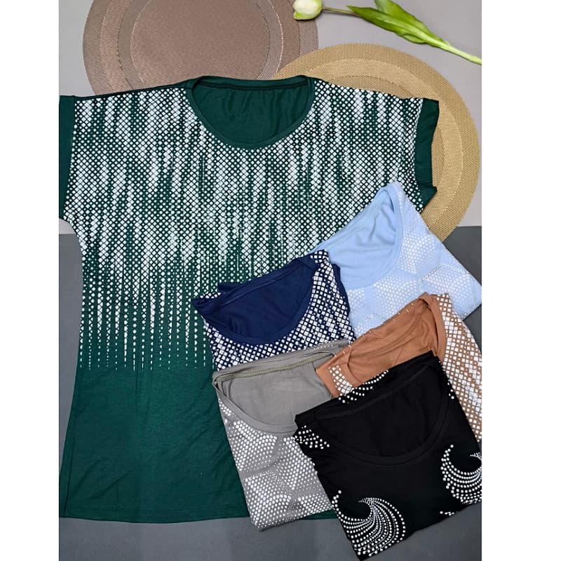 تیشرت نخی ویسکوز رنگی سایزفری مناسب 38 تا 46