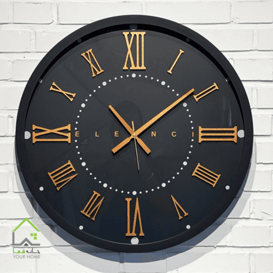 ساعت دیواری چوبی مشکی