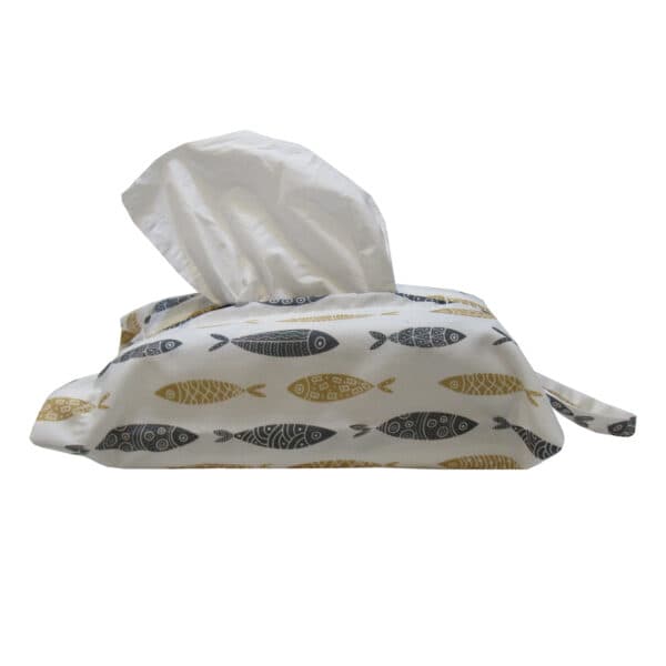 آدونیس جای دستمال کیسه ای طرح ماهی مشکی کرم