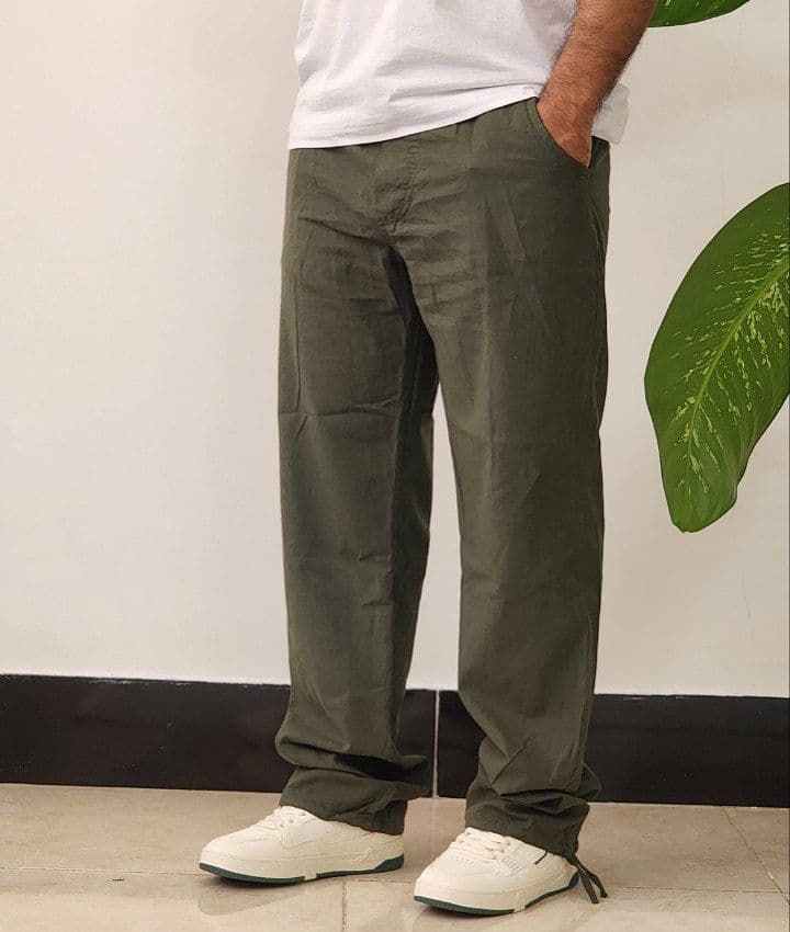 شلوار لینن سبز تیره کد 1944