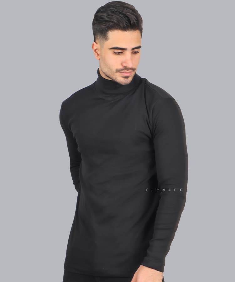 یقه اسکی مشکی مردانه ساده 2016