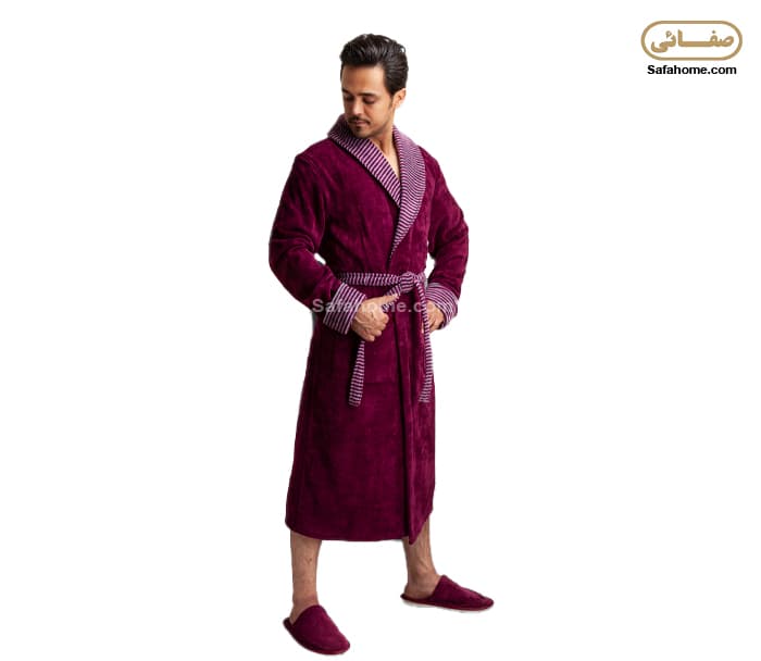 حوله تن پوش مردانه طرح کلاسیک زرشکی پودایران