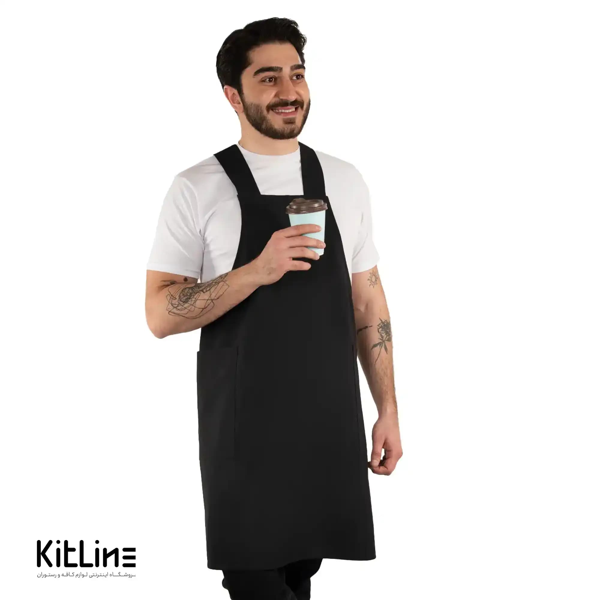 پیشبند کجراه مشکی بند ضربدری SS-UNIFORM