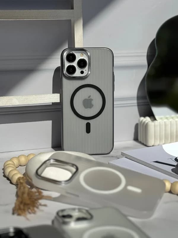 قاب موبایل آیفون لنز استندی کرکره ای مگ سیف دار