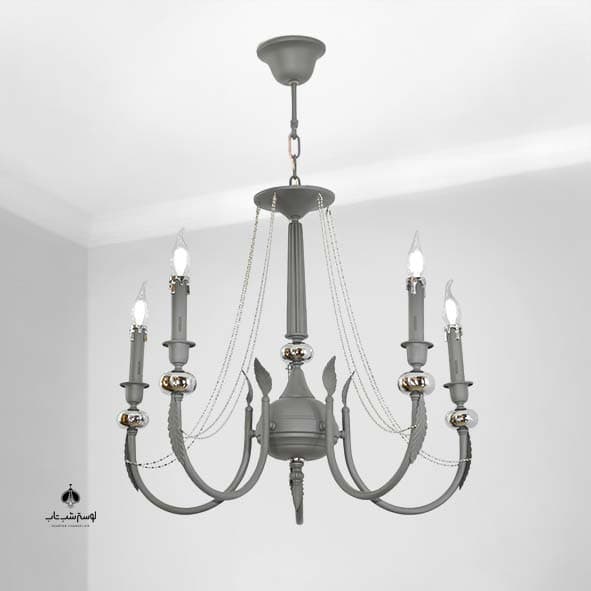 لوستر آویز 839/5 نورسازان طوسی با گوی نقره ای