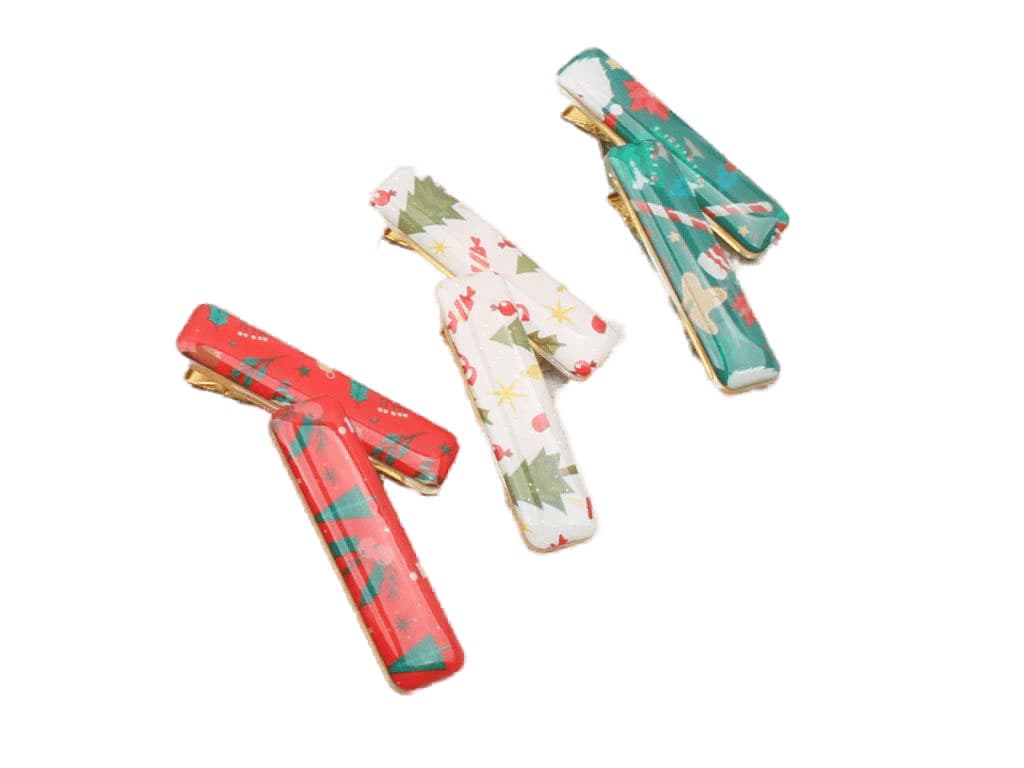 گل سر انبری طرح کریسمس (2 عددی)