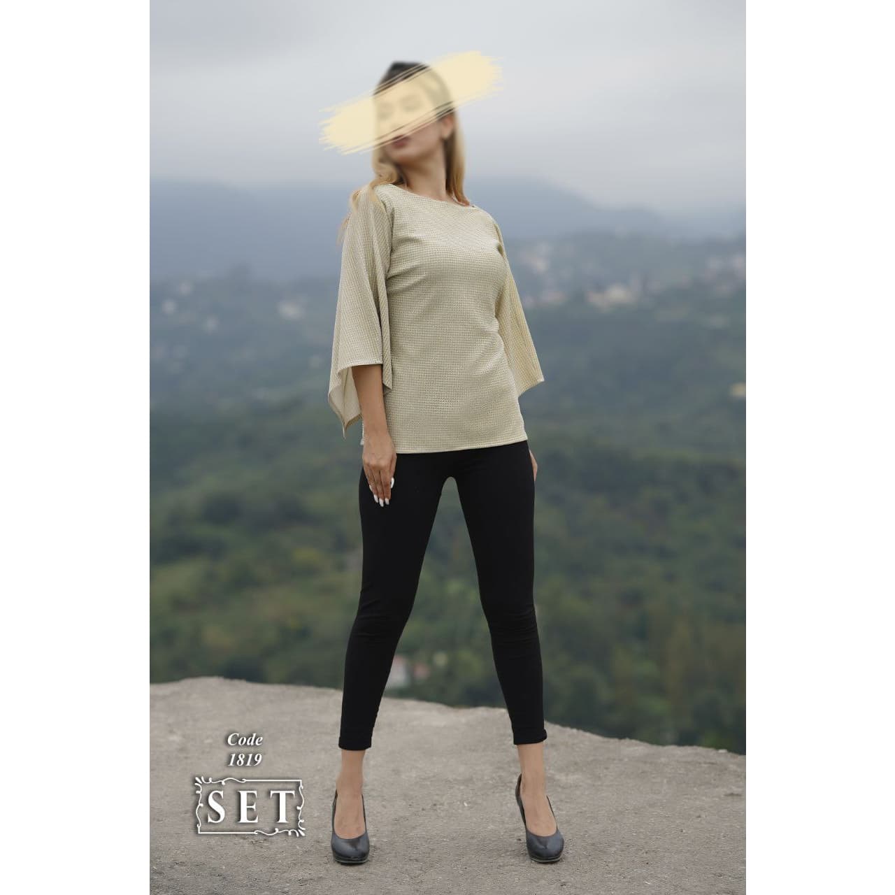 شومیز مزون دوز مدل نگار رنگ طلایی کد 1819 برند SET