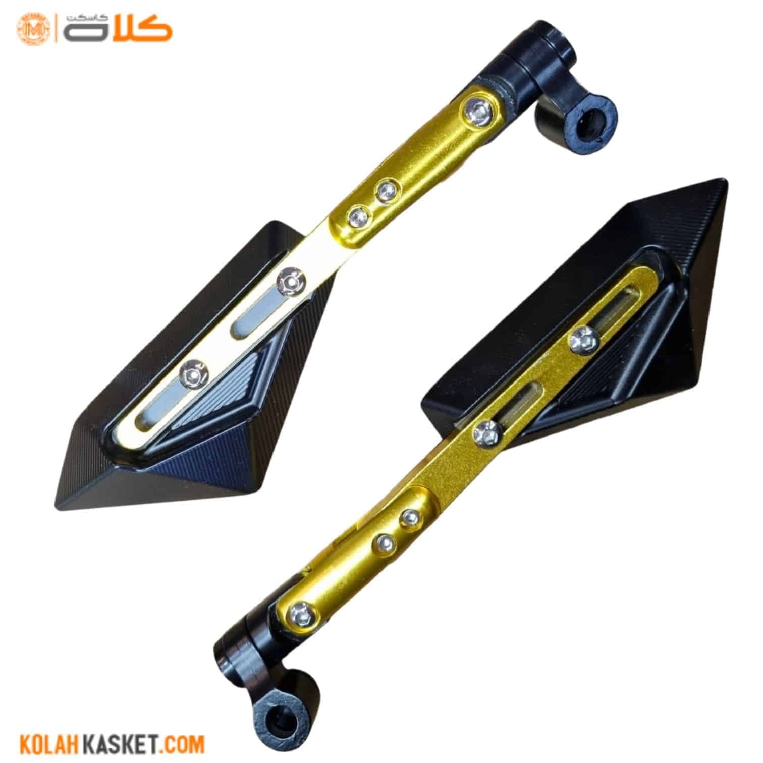 آینه موتور سیکلت CNC طلایی پایه بلند | Gt8