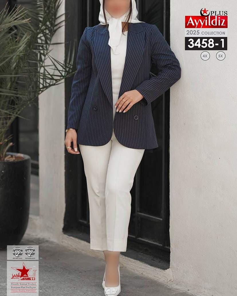 کت مجلسی دیپلمات زنانه سایز بزرگ کد ٣۴۵٨