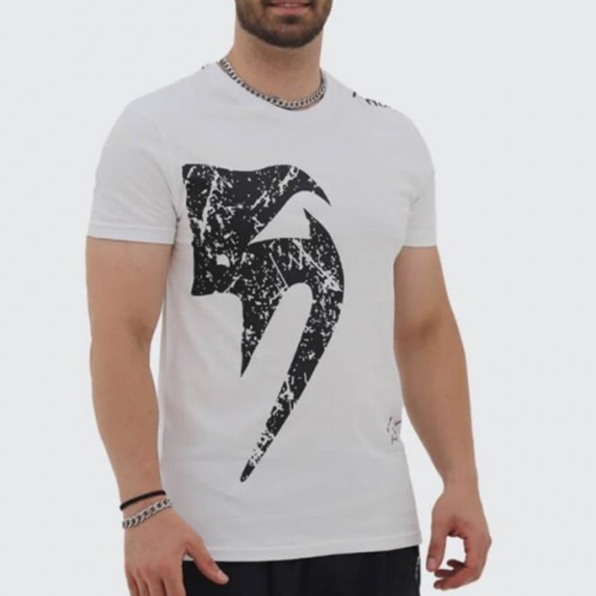 تیشرت مردانه آستین کوتاه نخ پنبه ونوم سفید