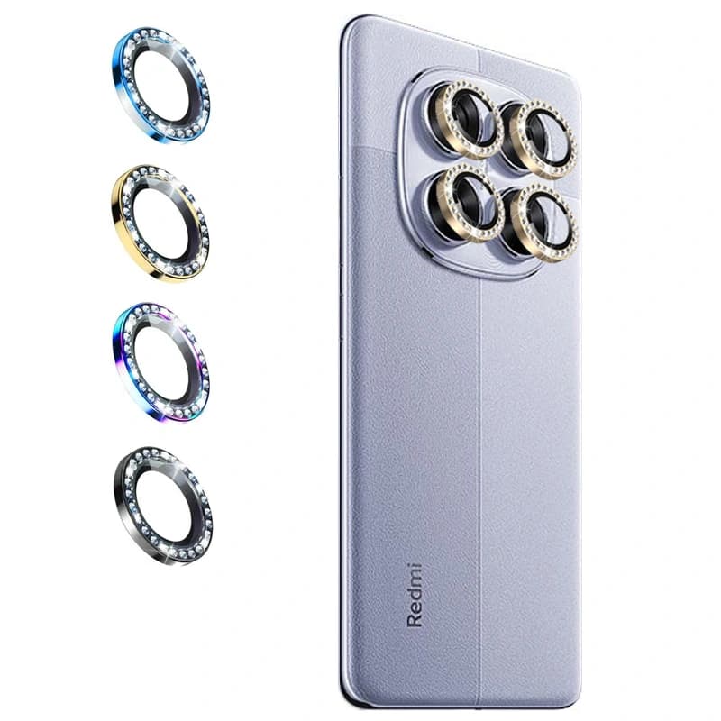 گلس لنز رینگی Xiaomi Redmi Note 14 Pro 4G مدل نگین دار دیاموند