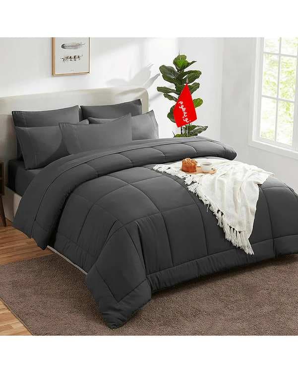 روتختی دو نفره 6 تکه مینیمال نوپه هوم Nopehome طرح مربعی طوسی تیره کد 047