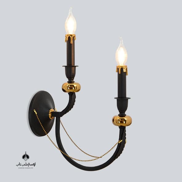 لوستر دیواری 2 شعله نورسازان 839/2 مشکی سمباده ای