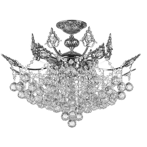 لوستر سقفی کریستالی چشمه نور 12 شعله کد H2647/8C کروم