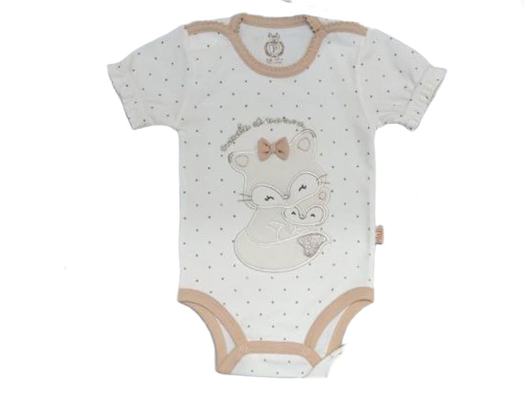 بادی آستین کوتاه نوزادی دخترانه طرح لیتل فاکس پاریز Pariz