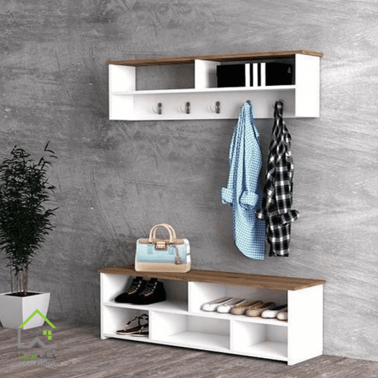 جاکفشی و جالباسی مدل 2 تکه چوبی