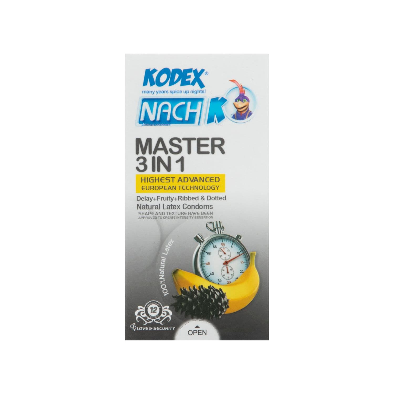 کاندوم کدکس مدل Master 3 in 1 بسته 12 عددی