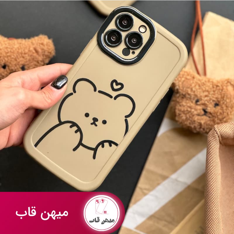 قاب گوشی آیفون Bear Love همراه با آویز تدی - کد (۷۰۷۵)